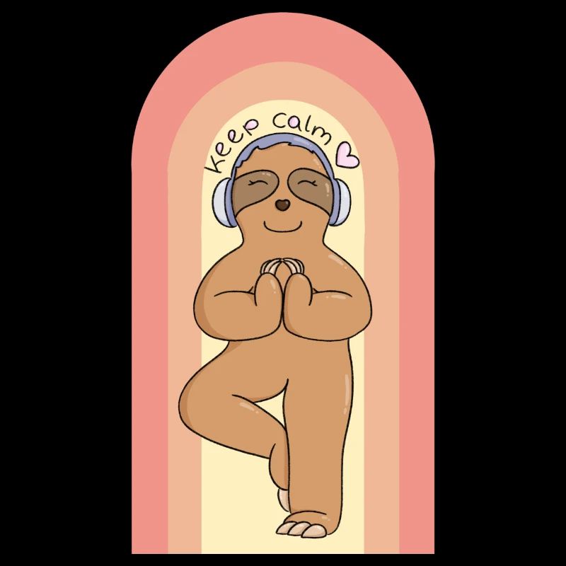 Sloth does yoga - keep calm (boho style)