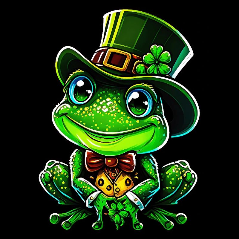 Grenouille joyeuse avec chapeau haut de forme de la Saint-Patrick