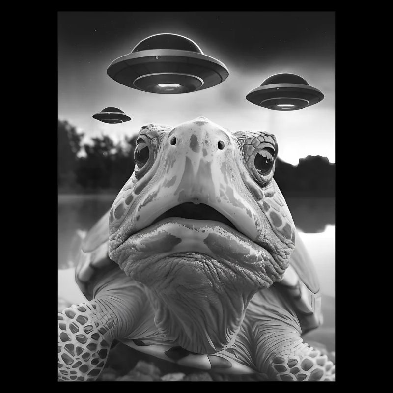 Grappige schildpad Graphic Tee UFO Weird