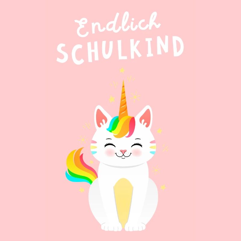 Endlich Schulkind Katze Einhorn Einschulung