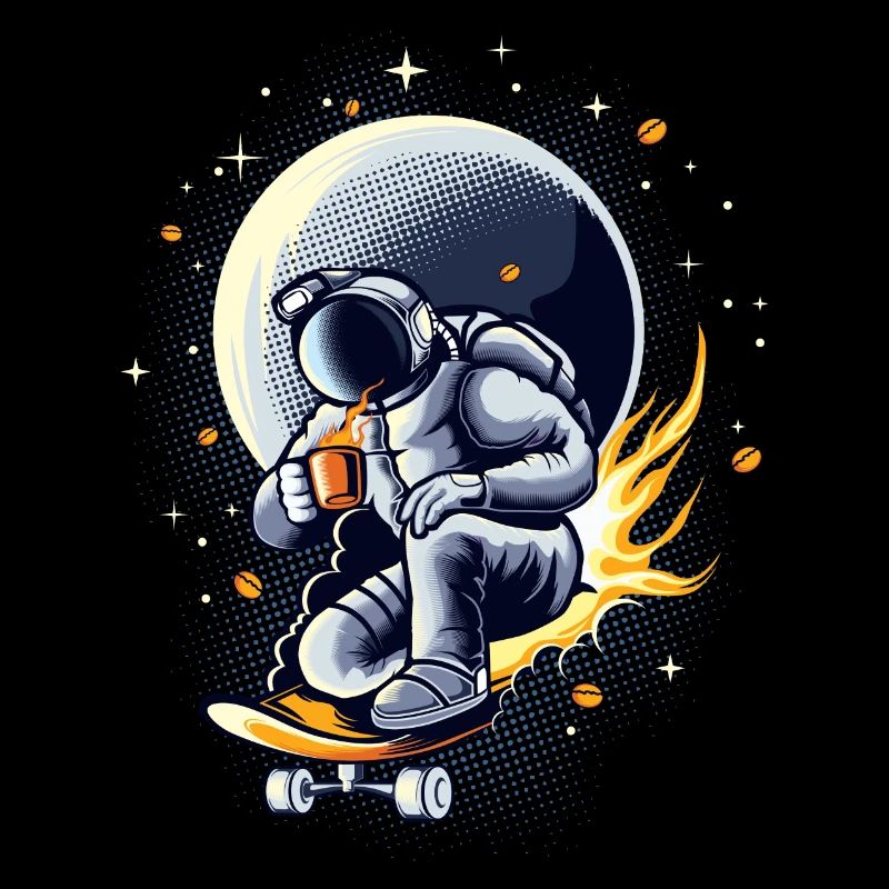 Astronaute faisant du skate