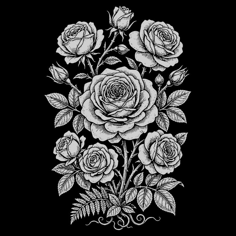 Monochrome Rose Silhouette Bouquet