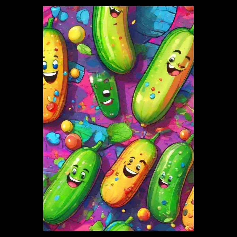 Gurken, Gurke, Graffiti,lachende Gurken, bunt