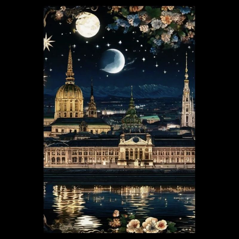 Wien,Wien bei Nacht,skyline, Sterne, Comic