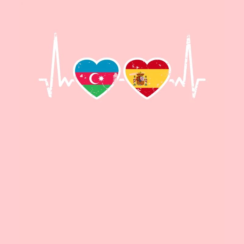 Aserbaidschan Spanien Herzschlag Flagge