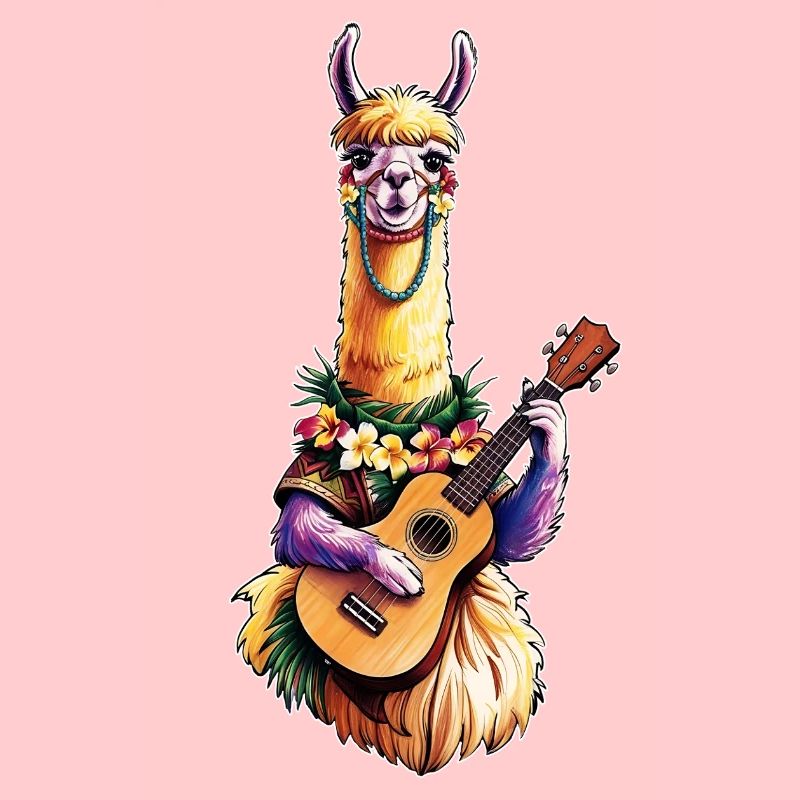 Lama spielt Ukulele - bunt