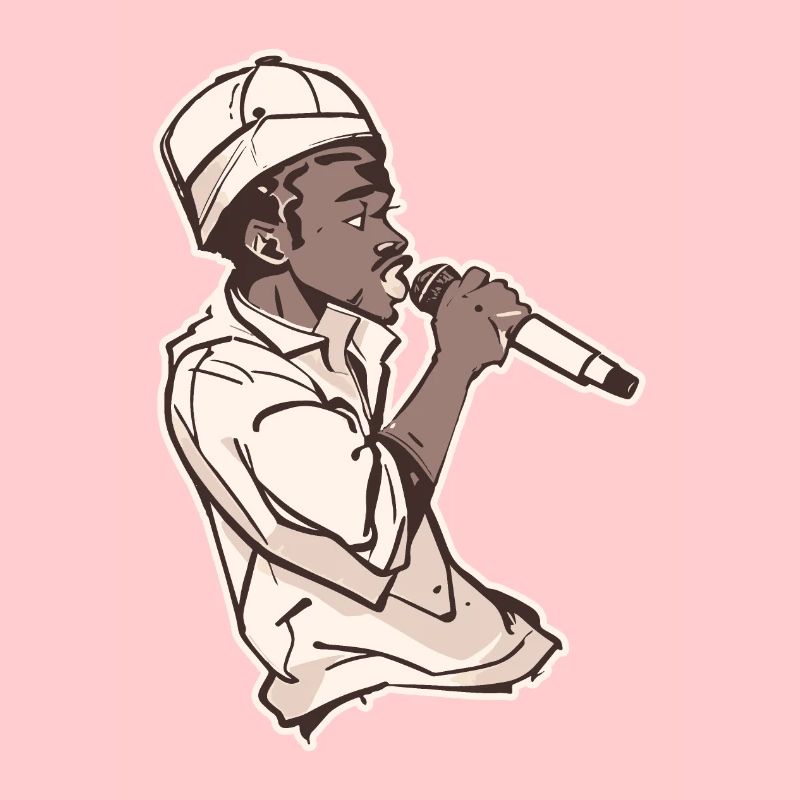 Rapper hält ein Mikrofon mit Schlaganfall