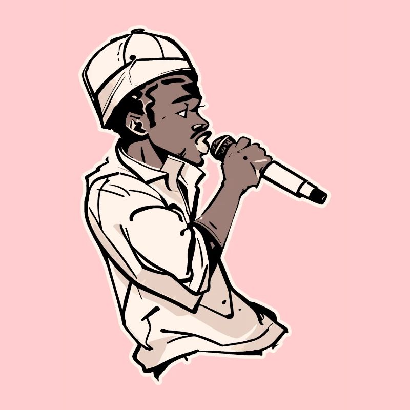 Rapper hält ein Mikrofon mit Schlaganfall (Schwarz)