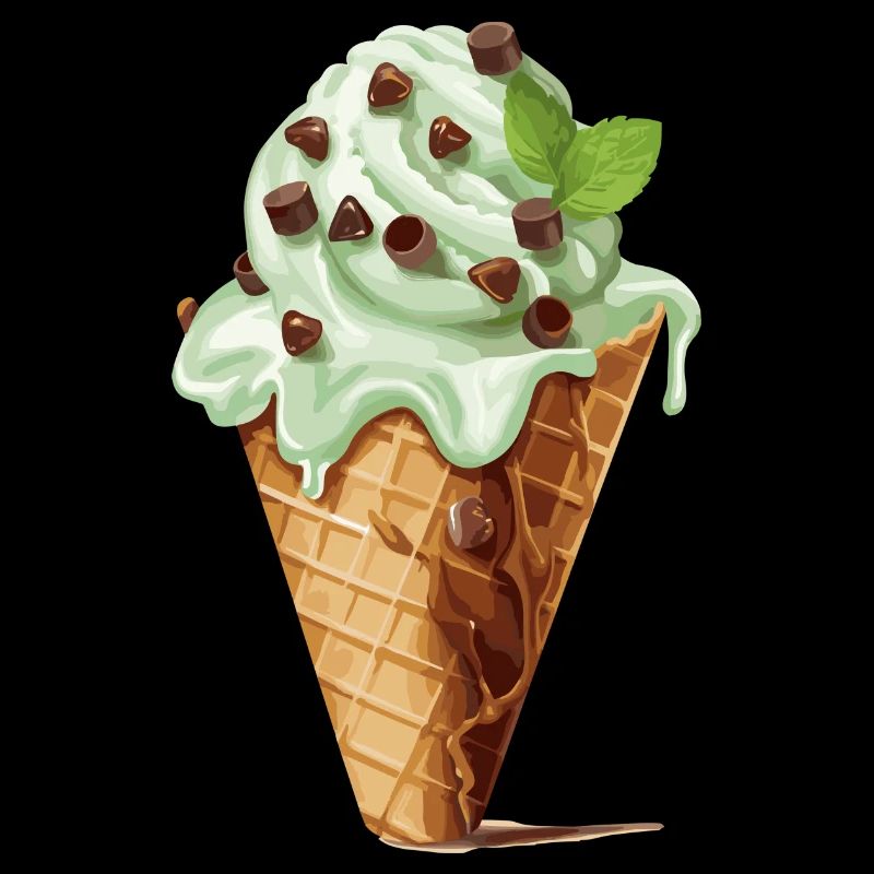 Cornet de crème glacée aux pépites de chocolat à la menthe