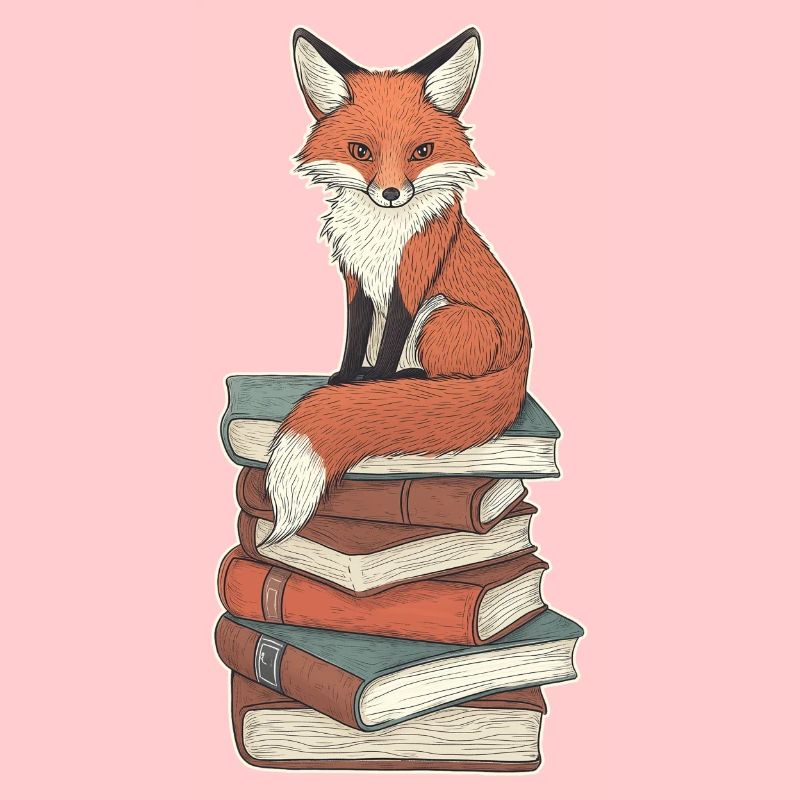 Fuchs auf Bücherstapel