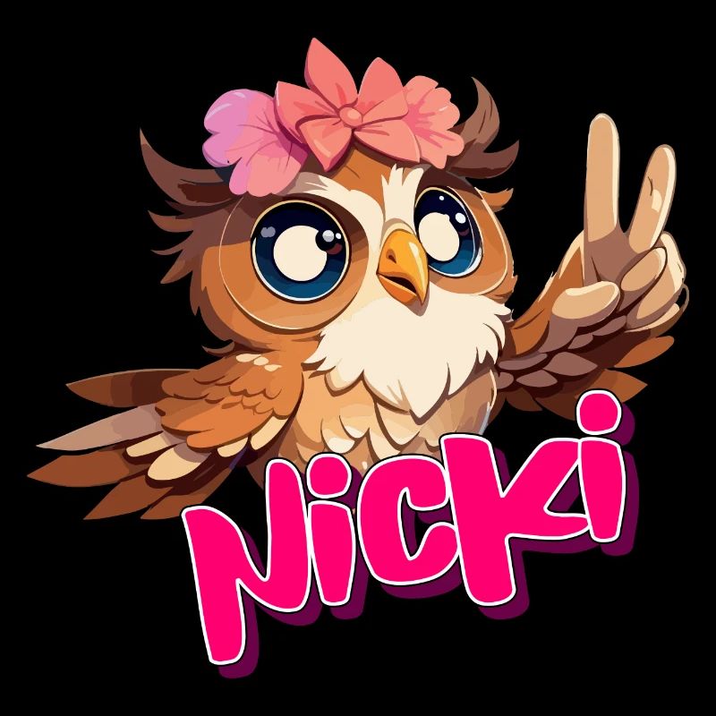 NICKI - Schöner Mädchen Name mit süßer EULE