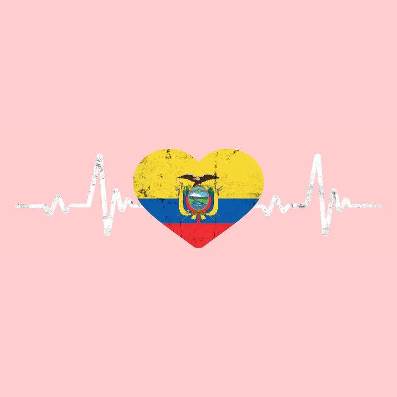 Ecuador Heart Flag Retro