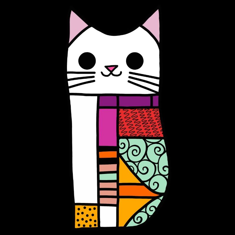 Patchwork White Kawaii Cat