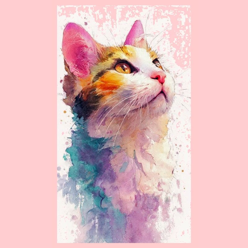 Chat aquarelle « Hope » – Chat aquarelle coloré