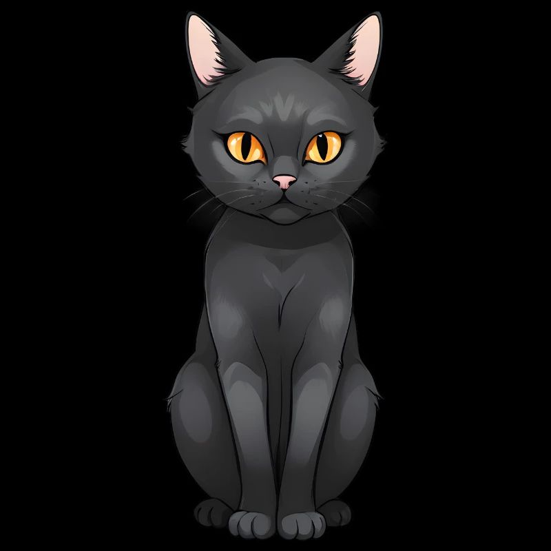 Schwarzer Kater süße Katze Comic Style