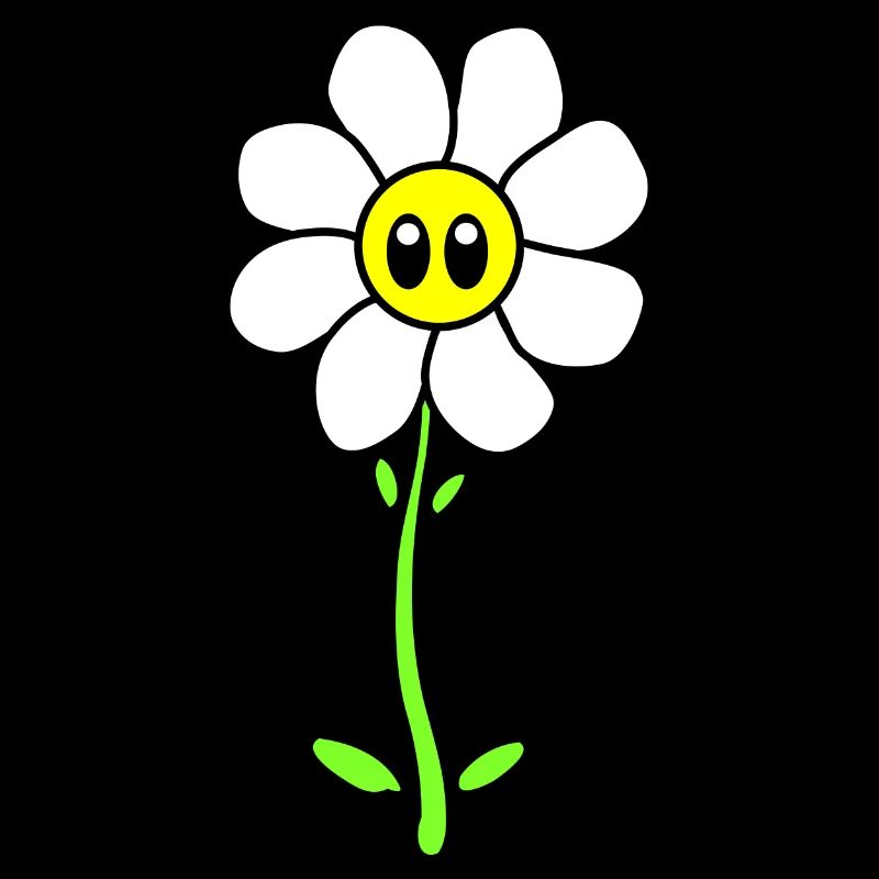 Funny daisy flower with face 70s
