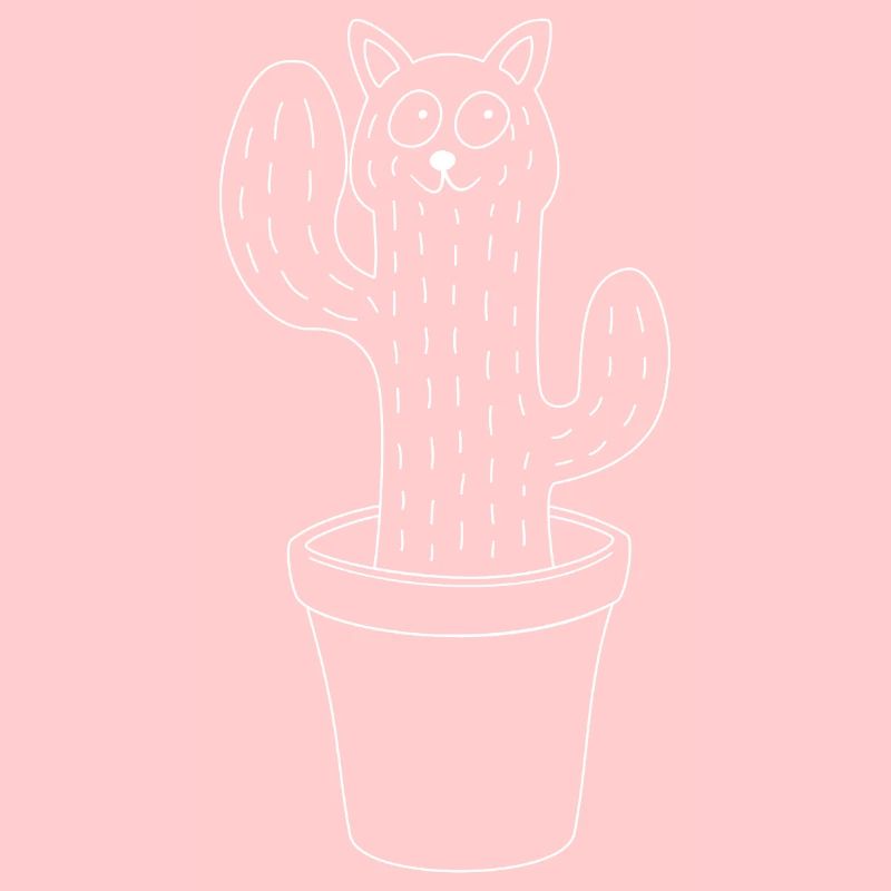 Chat - Cactus - Pot de fleurs
