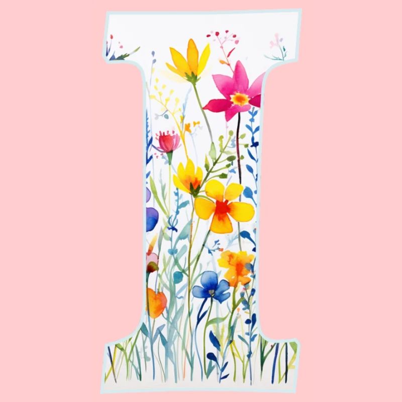 Buchstabe J, Monogramm, Blumenmuster