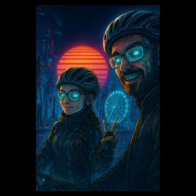 Futuristic Cyclists – Neon Sci-Fi Comic Design