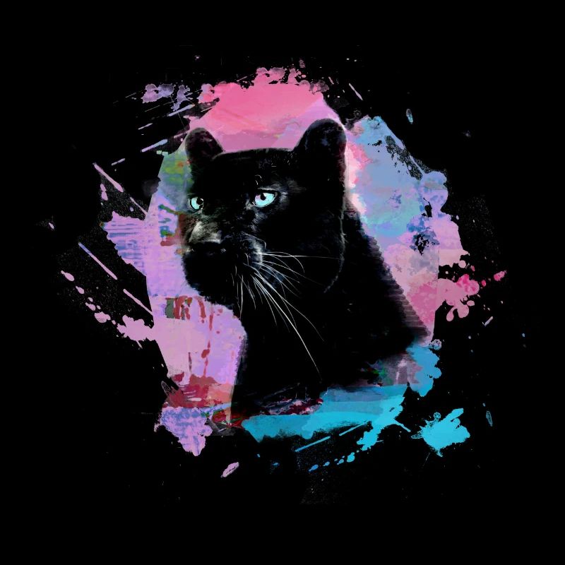 panthère, guépard, léopard, noir, coloré, graffiti