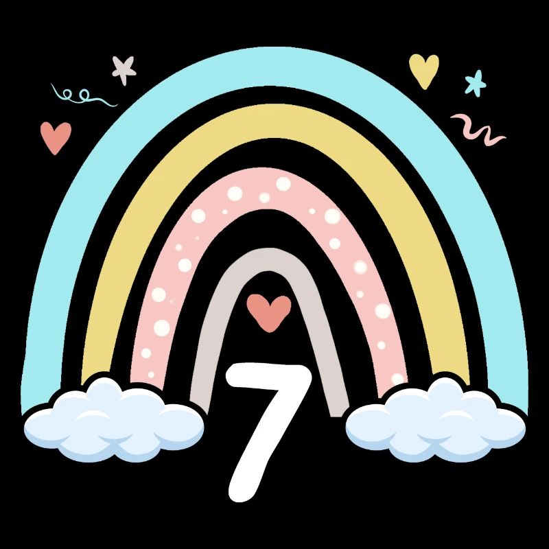 7. Geburtstag Mädchen Regenbogen Boho