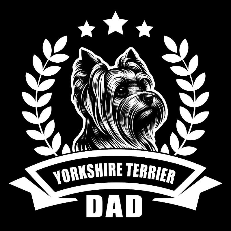 « Yorkshire Terrier Dad » avec bannière et couronne de blé