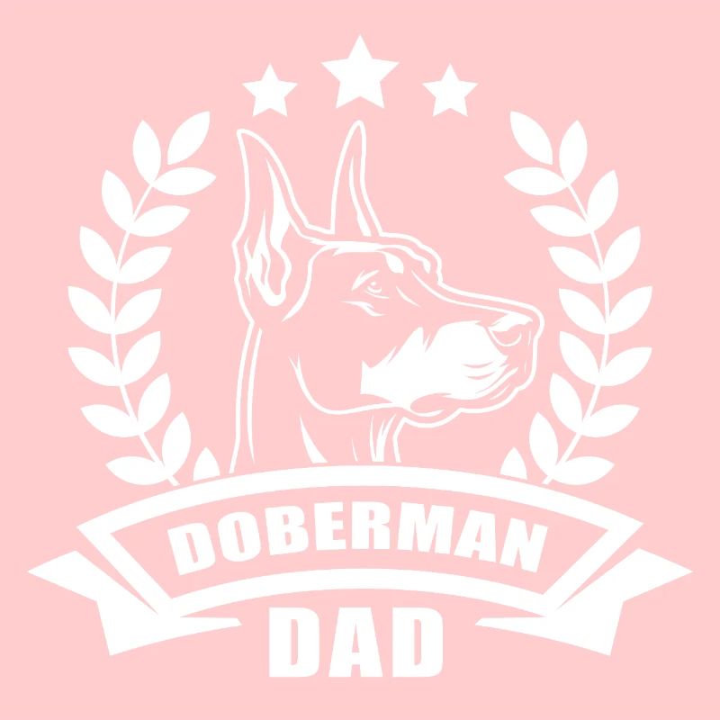 "Doberman Dad" mit Banner und Ährenkranz