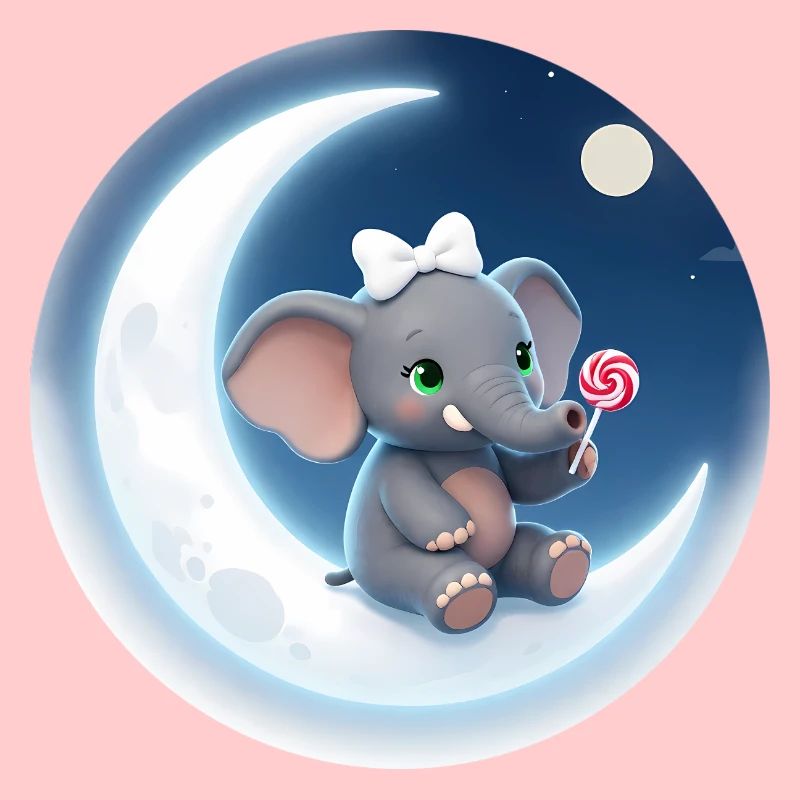 Biser de lune avec un éléphant à sucettes
