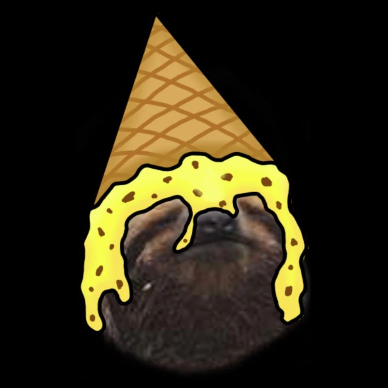 Faultier mit Eiscreme als Hut