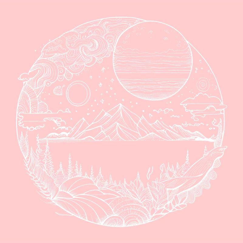 Psychedelic landscape as fine line graphics