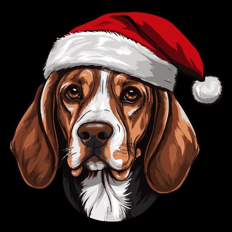 Tête de chien Beagle Noël Noël