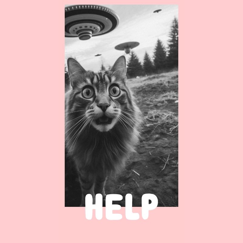 Funny Cat Selfie Meme Alien UFO