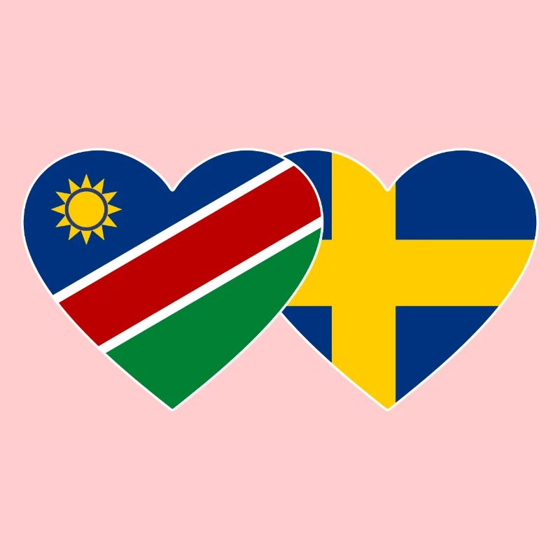 Namibia Schweden Flagge Herz