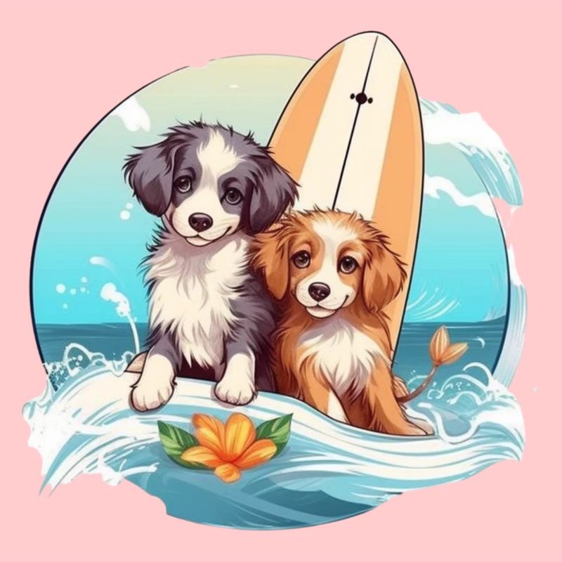 Deux chiens de surf