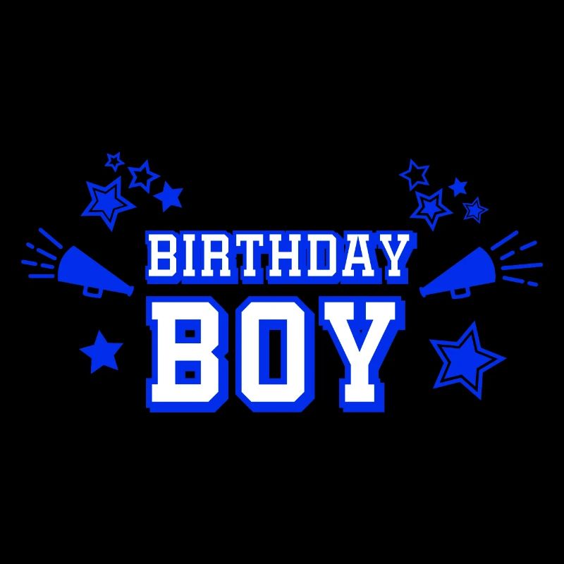 Texte « Birthday Boy » avec étoiles et mégaphone