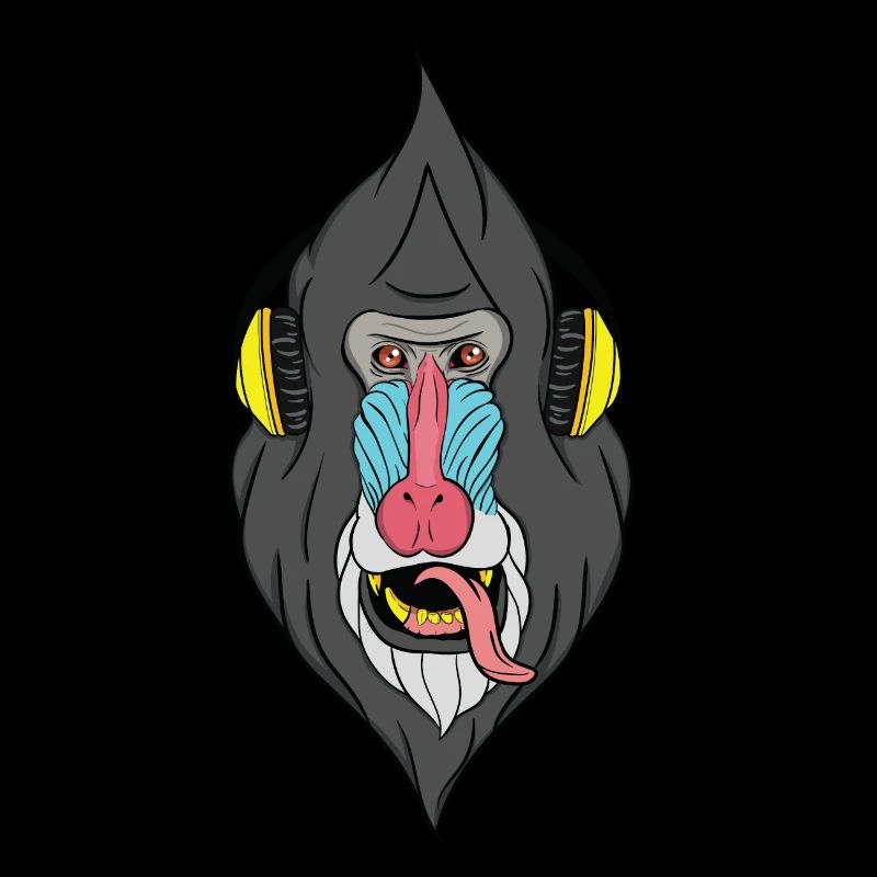 Singe avec un casque - techno singe