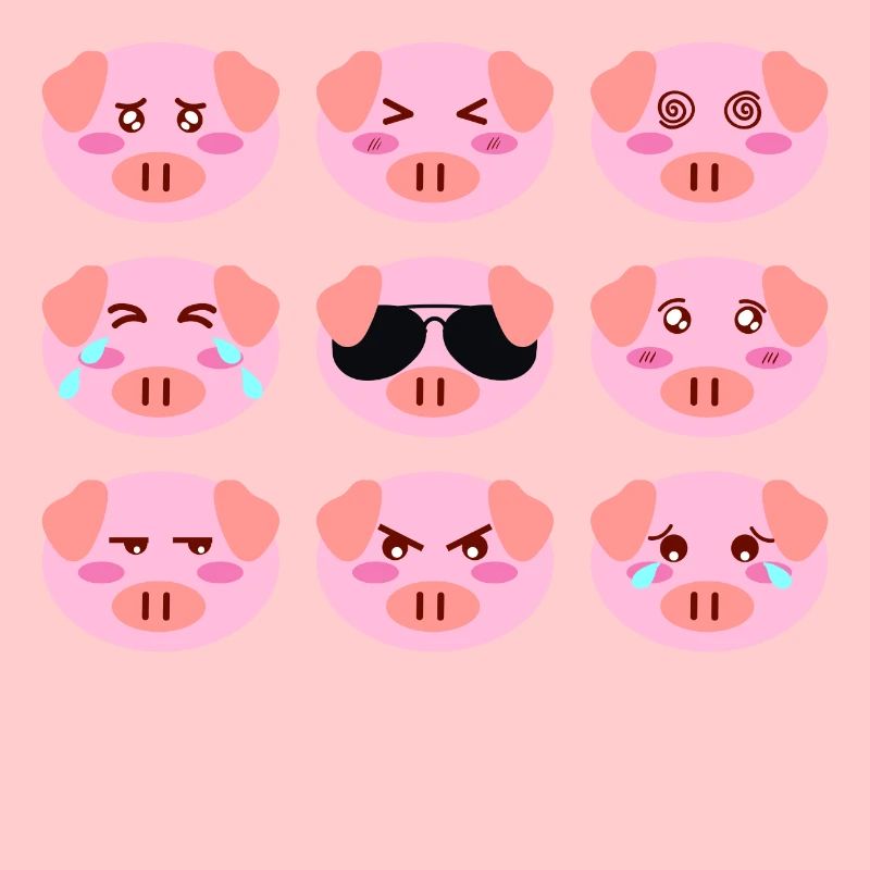 Cool Cochon Rose Humeur Différente Visages De