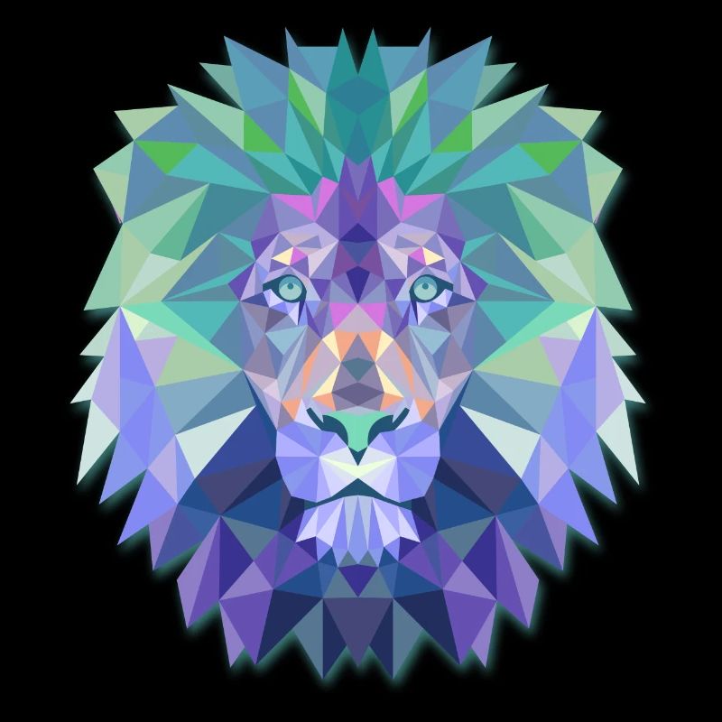 Lion Head Polygonal Abstract Colors Leo King Gift