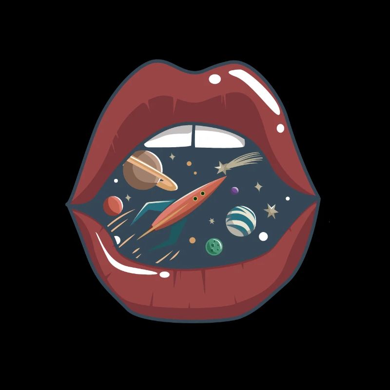 Embrasser la bouche dans l'espace