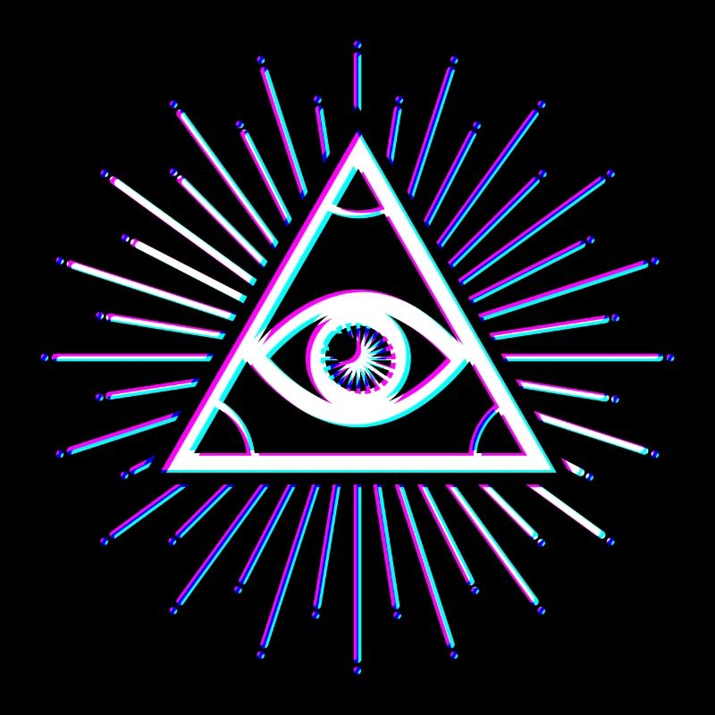 Illuminati all seeing eye blue 3d effect