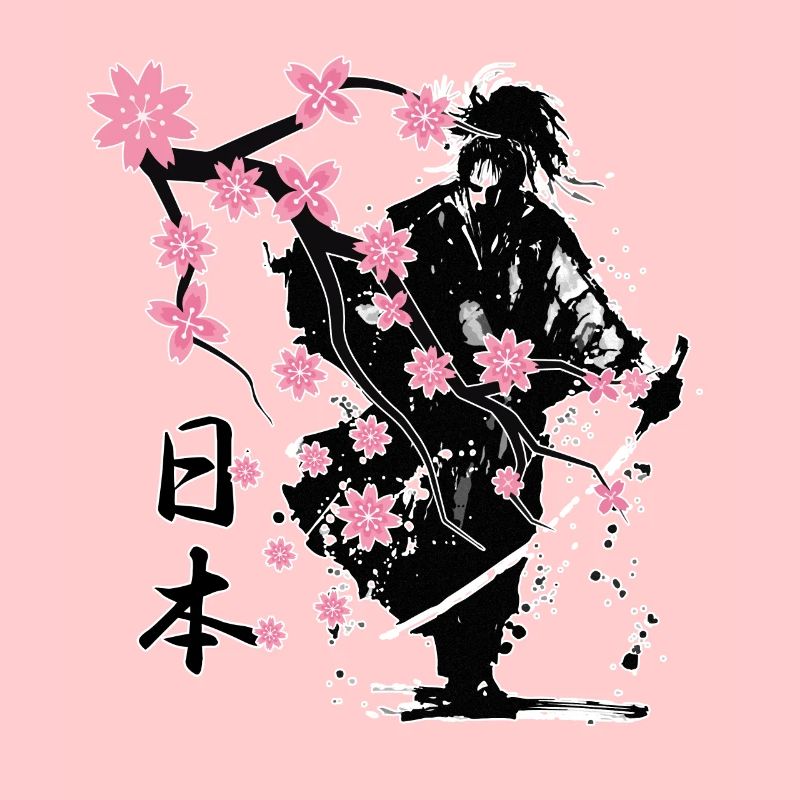 Samurai Krieger Sakura Blumenstil