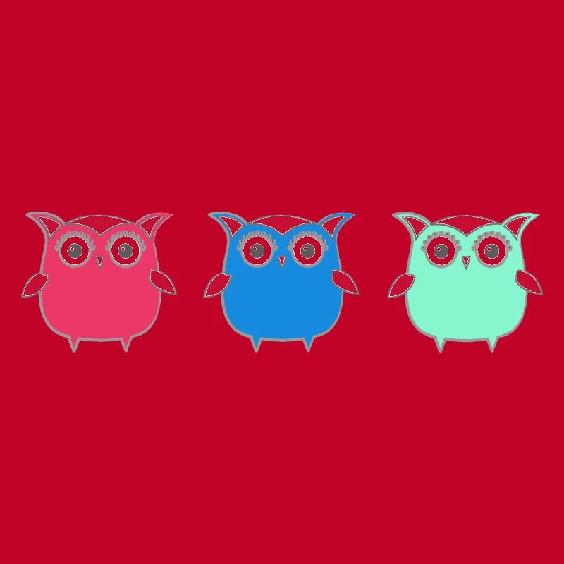 Owls, Comic, nerd, mint, geek, trio,blue