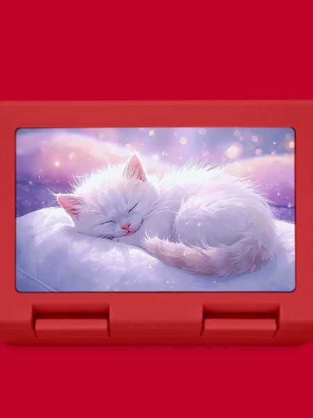 Dreamy Sleeping Cat with Sparkling Background