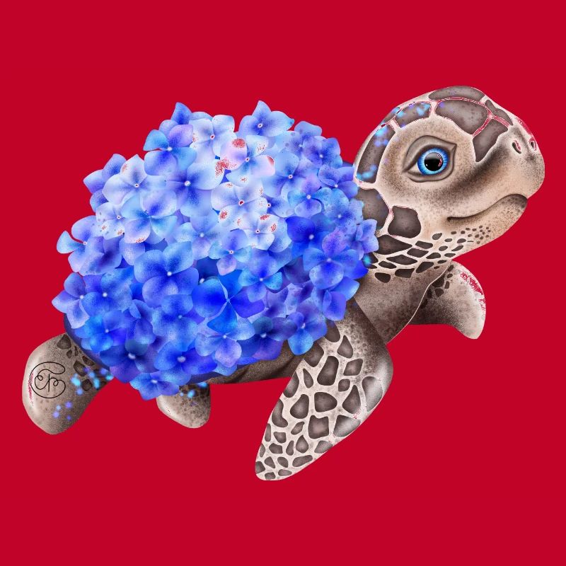 Turtle with Hydrangea