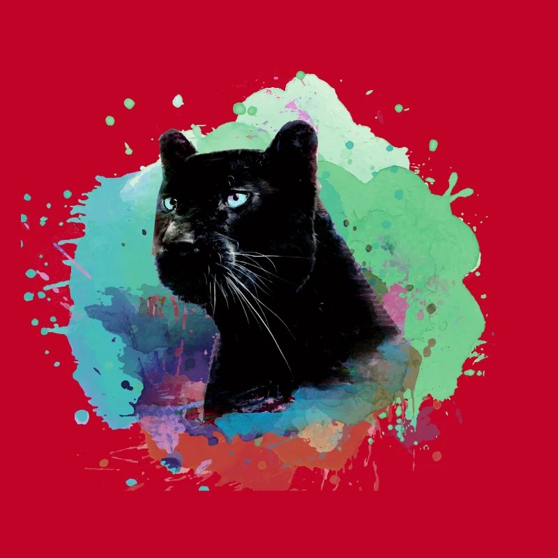 panthère, guépard, léopard, noir, coloré, graffiti