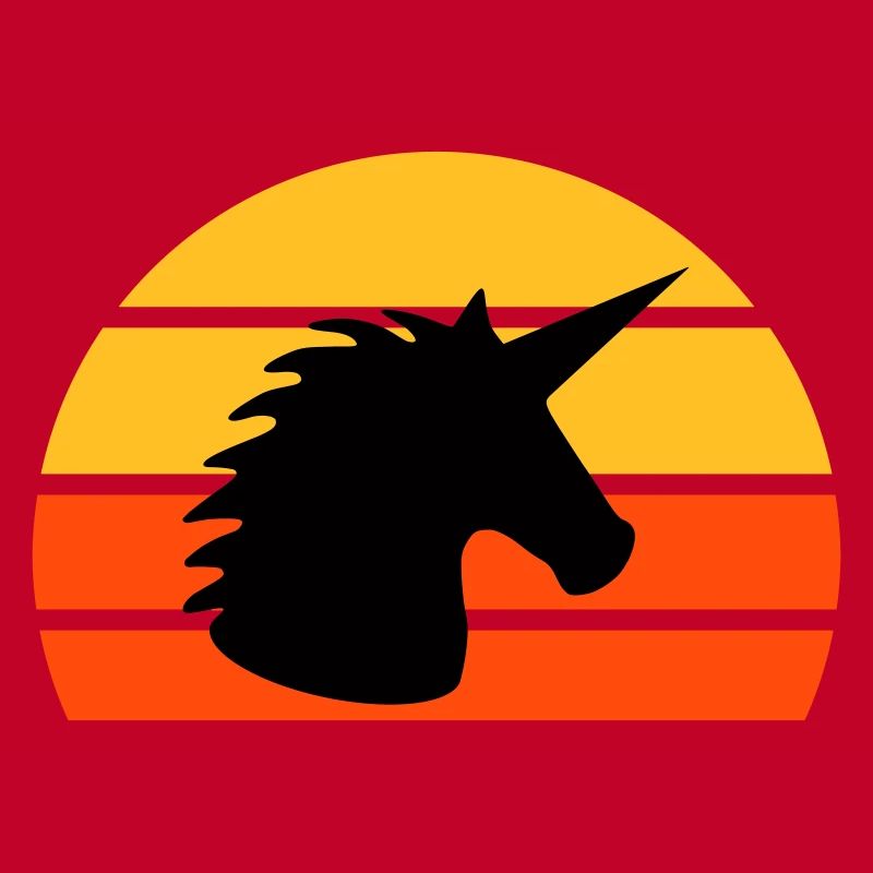 Licorne devant un demi-soleil