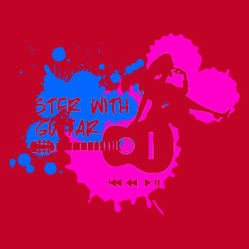 Master with guitar - Blue Pink White