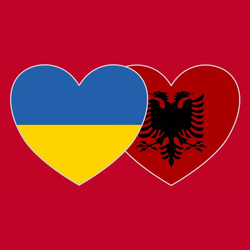 Ukraine Albanie Drapeau du cœur