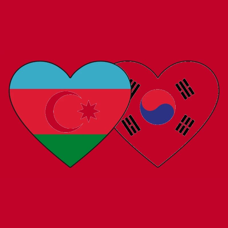 Azerbaïdjan Corée du Sud drapeau