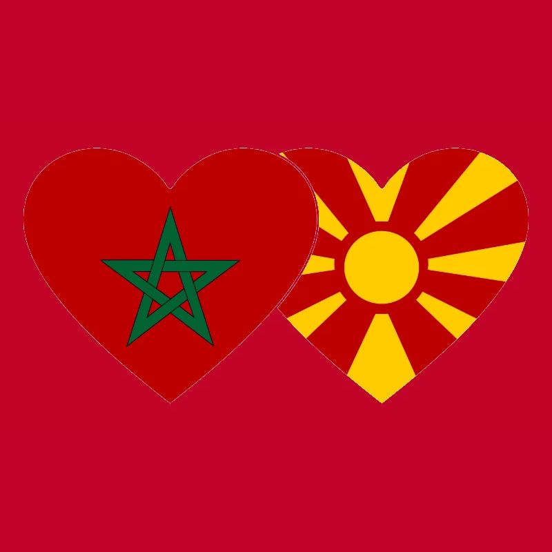 Maroc Macédoine Drapeau Coeur